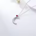 TOUPOP Sterling Silver Garnet Moon Pendant Necklace-0-4