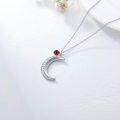 TOUPOP Sterling Silver Garnet Moon Pendant Necklace-0-4