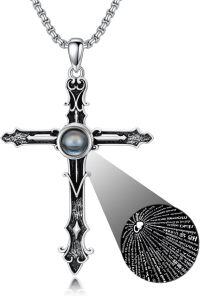 wholesale 925 Sterling Silver Labradorite Stone Cross Projection Necklace for Women and Men Personalized Photo Pendant Elegant s-Cross-2