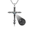wholesale 925 Sterling Silver Oxidized Cross Pendant Necklace With Multilingual Love Projection Stone-0-0