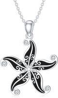 wholesale 925 Sterling Silver Starfish Pendant with Cubic Zirconia Necklaces for Women Girls s-0-0