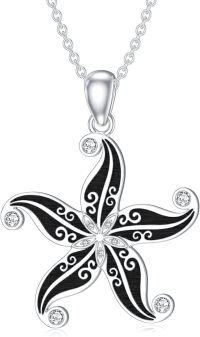 wholesale 925 Sterling Silver Starfish Pendant with Cubic Zirconia Necklaces for Women Girls s-Starfish