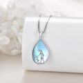 wholesale 925 Sterling Silver Blue Moonstone Teardrop Mother Daughter Pendant Necklace-0-5