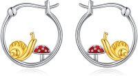 wholesale 925 Sterling Silver Snail Mushroom Huggie Hoop Earrings - Cute Animal  for Her-G_Snail Earrings