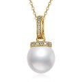 TOUPOP 14K Gold Freshwater Pearl Necklace with Bow Heart Dolphin Pendant-0-0