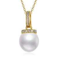 TOUPOP 14K Gold Freshwater Pearl Necklace with Bow Heart Dolphin Pendant-undefined