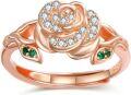 wholesale 925 Sterling Silver Rose Flower Adjustable Ring with Birthstone for Women-0-0