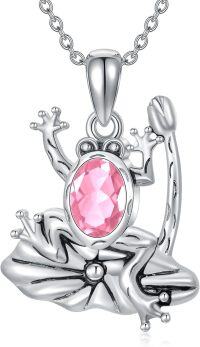 wholesale 925 Sterling Silver Crystal Frog Birthstone Pendant Necklace for Women-Frog October birthstone necklace