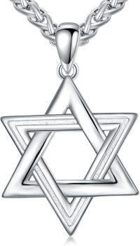 wholesale 925 Sterling Silver Star of David Pendant Necklace  for Men & Women-A01-gold