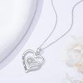 wholesale 925 Sterling Silver Double Heart Necklace with Love Pendant for Mom Grandma Wife Birthday Mother's Day-0-2