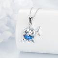 wholesale 925 Sterling Silver Blue Opal Shark Pendant Necklace for Women Girls  45cm Chain Length-0-3