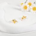 wholesale 14k Gold Honey Bee Amber Stud Earrings For Women-0-4