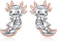 wholesale 925 Sterling Silver Axolotl Stud Earrings - Adorable Cartoon Fish  for Girls and Women-01-Adjustable Axolotl