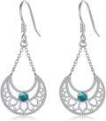 wholesale 925 Sterling Silver Turquoise Bohemian Lotus Drop Earrings for Women-0-0