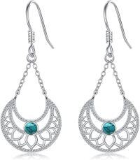 wholesale 925 Sterling Silver Turquoise Bohemian Lotus Drop Earrings for Women-Lotus 1