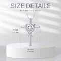 wholesale 925 Sterling Silver Diamond Cross Necklace with April Birthstone – Elegant Heart Pendant for Women-0-5