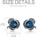 wholesale 925 Sterling Silver Snake Blue Crystal Stud Earrings - Animal  for Her-0-4