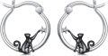 wholesale 925 Sterling Silver Black Cat Moon Star Hoop Earrings for Women Girls Gifts-0-0