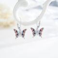 wholesale 925 Sterling Silver Red & Blue Enamel Butterfly Drop Earrings for Women-0-1
