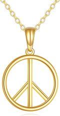 wholesale 14K Gold Peace Sign Circle Pendant Necklace for Women-0-0