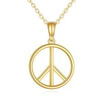 wholesale 14K Gold Peace Sign Circle Pendant Necklace for Women-05-Peace Sign Necklace