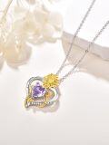 wholesale 925 Sterling Silver Sunflower Birthstone Necklace Heart Pendant Sunshine Jewelry Gift for Women-0-1