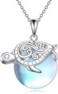 wholesale 925 Sterling Silver Blue Opalite Turtle Pendant Necklace with Swirl Design and CZ Accents-0-0