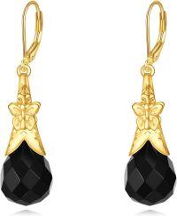 wholesale 925 Sterling Silver and Black Onyx Butterfly Drop Earrings for Women-Black