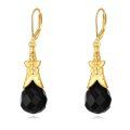 wholesale 925 Sterling Silver Black Onyx Butterfly Drop Earrings 14k Gold Plated-0-0