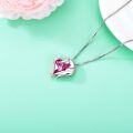 wholesale 925 Sterling Silver Austrian Crystal Pink Horse Head Heart Pendant Necklace-0-1