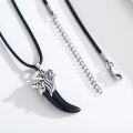 wholesale 925 Sterling Silver Black Crystal Wolf Head Necklace for Men Gothic Jewelry-0-2