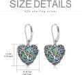 wholesale 925 Sterling Silver Abalone Shell Tree of Life Heart Drop Dangle Lever Back Earrings  for Women-0-5