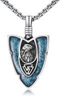 wholesale 925 Sterling Silver Turquoise Arrowhead Necklace with Celtic Knot Wolf Head and Bald Eagle Pendant-0-0