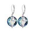 wholesale 925 Sterling Silver Horse Head Drop Earrings Wholesale With Blue Crystal-0-0