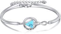 wholesale 925 Sterling Silver Turquoise Triangle Infinity Symbol Sober Gift Bracelet for Women-Turquoise AA Bangle