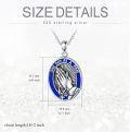 wholesale 925 Sterling Silver Praying Hands Oval Necklace with Blue Enamel and Serenity Prayer Inscription - 24 Chain-0-1