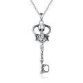 wholesale 925 Sterling Silver Skull Rose Key Pendant Necklace for Women Gothic s-0-0