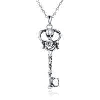 wholesale 925 Sterling Silver Skull Rose Key Pendant Necklace for Women Gothic s-Key01