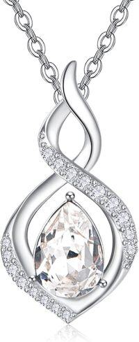 wholesale 925 Sterling Silver Infinity Birthstone Necklace for Women Mom Wife Mother s Day Gift-04 Apr