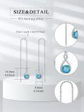 wholesale 925 Sterling Silver Birthstone Threader Earrings Infinity Long Chain Drop Pull Through 12 Stone Birthday Jewelry Gifts for Women-0-31