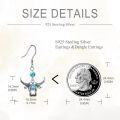wholesale 925 Sterling Silver Turquoise Cow Head Charm Dangle Earrings-0-4