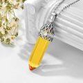 wholesale 925 Sterling Silver Yellow Citrine Gemstone Celtic Knot Pendant Necklace for Women Men Gifts-0-2