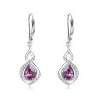 wholesale 925 Sterling Silver Infinity Birthstone Dangle Earrings for Women-06 Jun