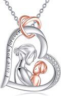 wholesale 925 Sterling Silver Heart Infinity Mother Daughter Pendant Necklace for Women Girls Gifts-0-0