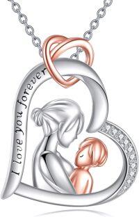wholesale 925 Sterling Silver Heart Infinity Mother Daughter Pendant Necklace for Women Girls Gifts-Mother Son Necklace