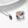 wholesale 925 Sterling Silver Blue Austrian Crystal Heart Pendant with Rose Gold Flower and Chain - Keepsake Jewelry for Ashes-0-5