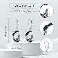 wholesale 925 Sterling Silver Howling Wolf Crescent Moon Drop Earrings-0-1
