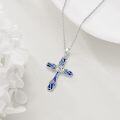 wholesale 925 Sterling Silver Blue Enamel Celtic Sunflower Rose Cross Pendant Necklace for Women-0-4