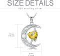 wholesale TOUPOP Citrine November Birthstone Necklace 925 Sterling Silver Moon And Star Pendant Necklace Celtic Moon Citrine Jewelry Anniversary Birthday Christmas Gifts For Women Wife Mom Her -0-5
