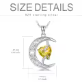 TOUPOP Sterling Silver Citrine Moon Star Pendant Necklace-0-5